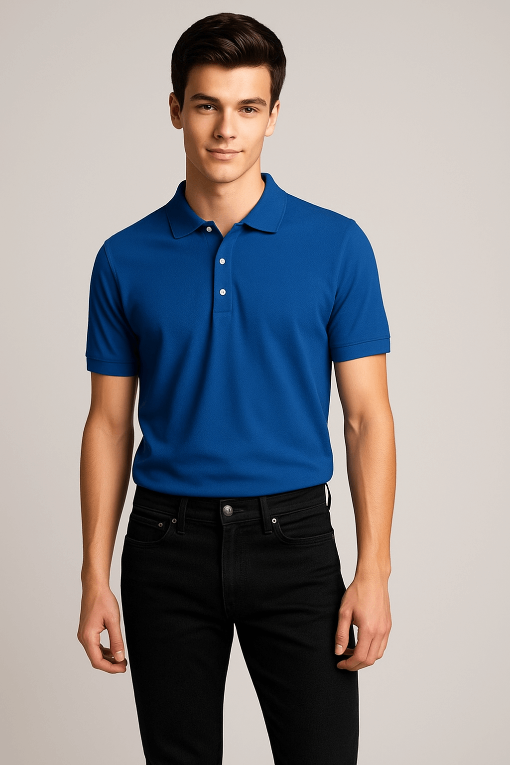 Рубашка-поло | Мужская | 220–230 грм² | 95% хлопок, 5% лайкра, с короткими рукавами