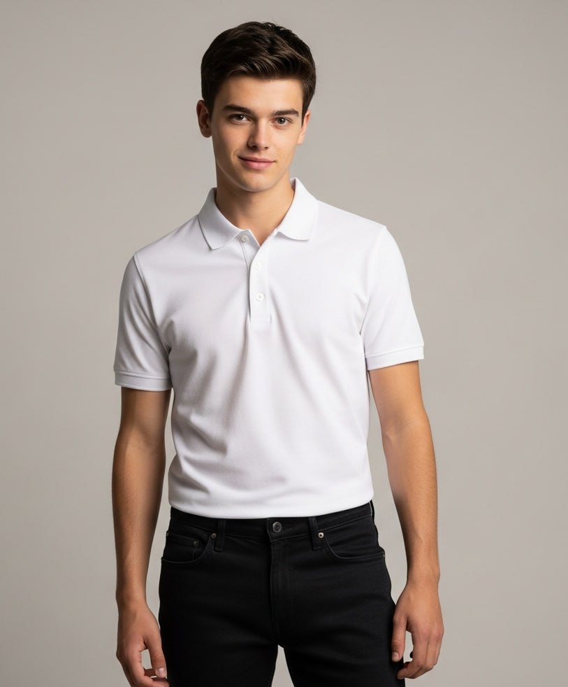 Рубашка-поло | Мужская | 220–230 грм² | 95% хлопок, 5% лайкра, с короткими рукавами